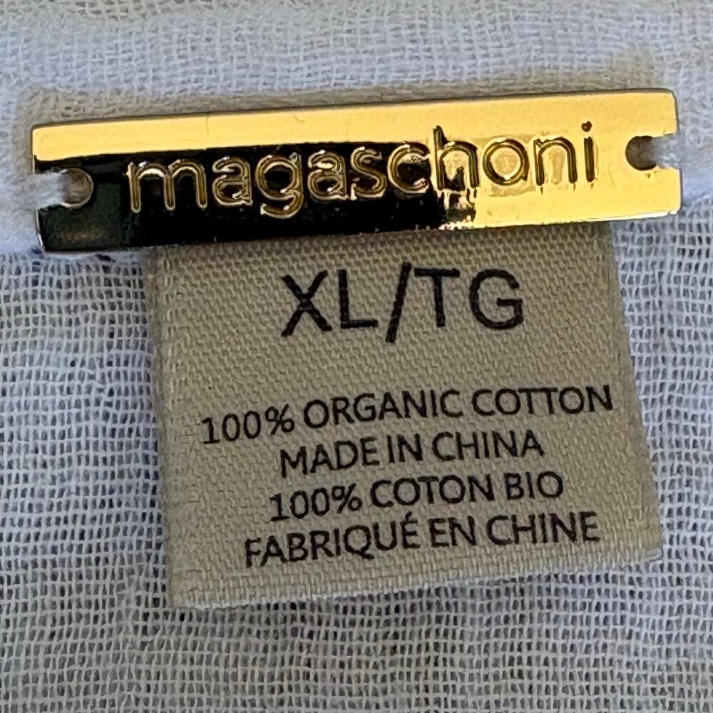 Magashoni 100% Organic Cotton Oversized Roll Tab Button Up Blouse XL White - Picture 5 of 8